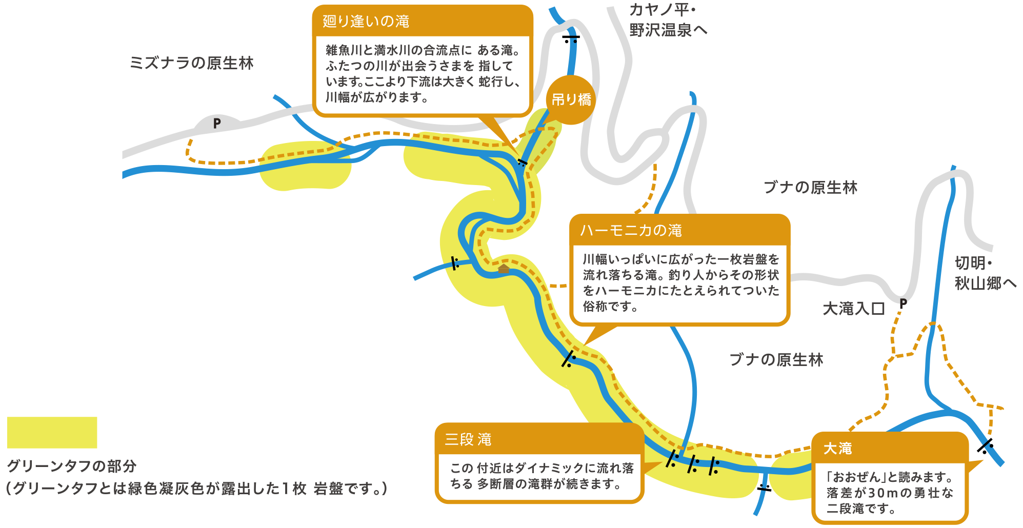 奥志賀渓谷コースのコースマップ